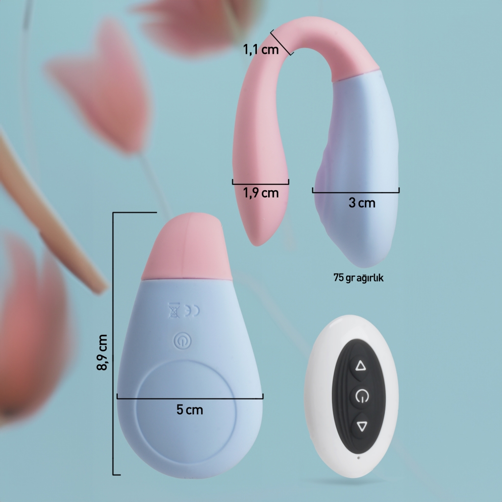 Klitoris ve g noktası uyarıcı c şeklinde uzaktan kumandalı vibratör